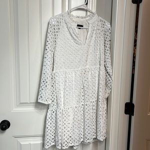 J. Crew tiered popover white dress